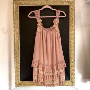 5th Culture Dust Pink Mini Cheer Lace Dress L